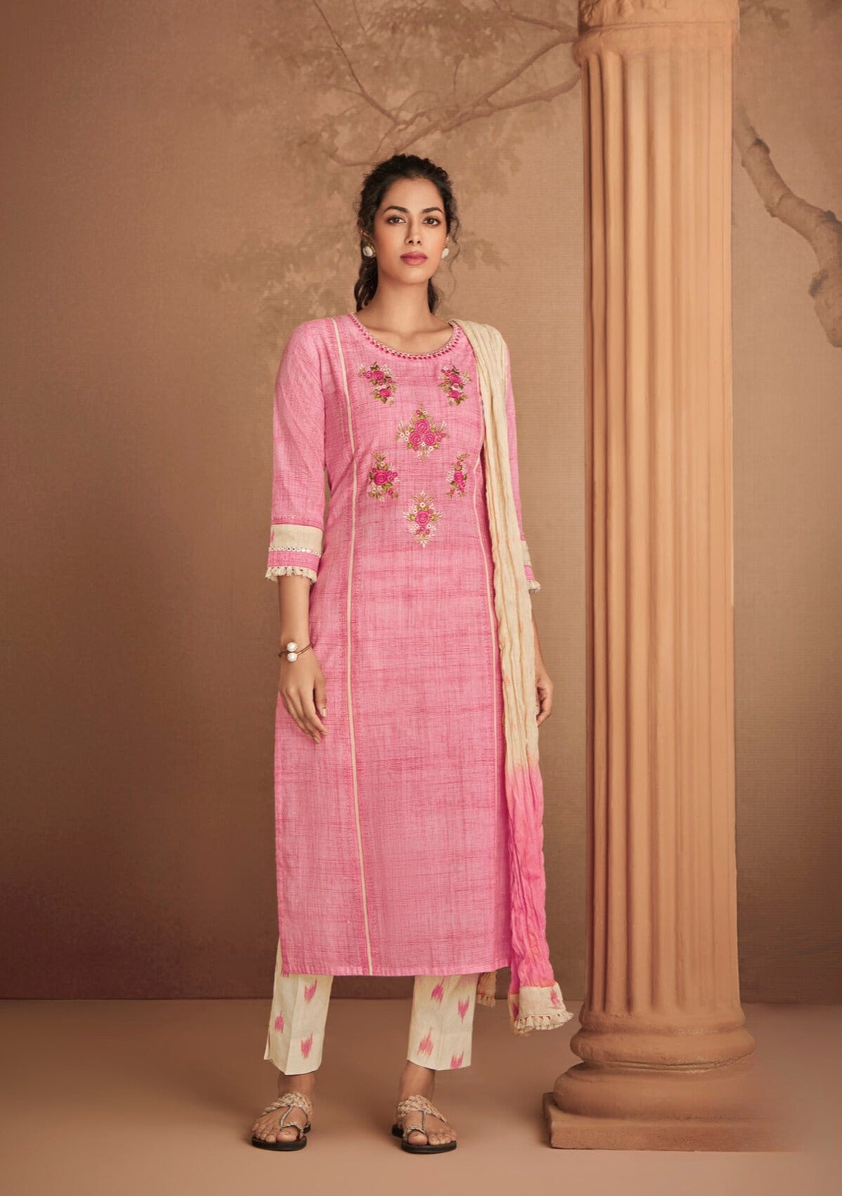 Stunning Onion Pink Embroidered Festive Salwar Suit main image 1