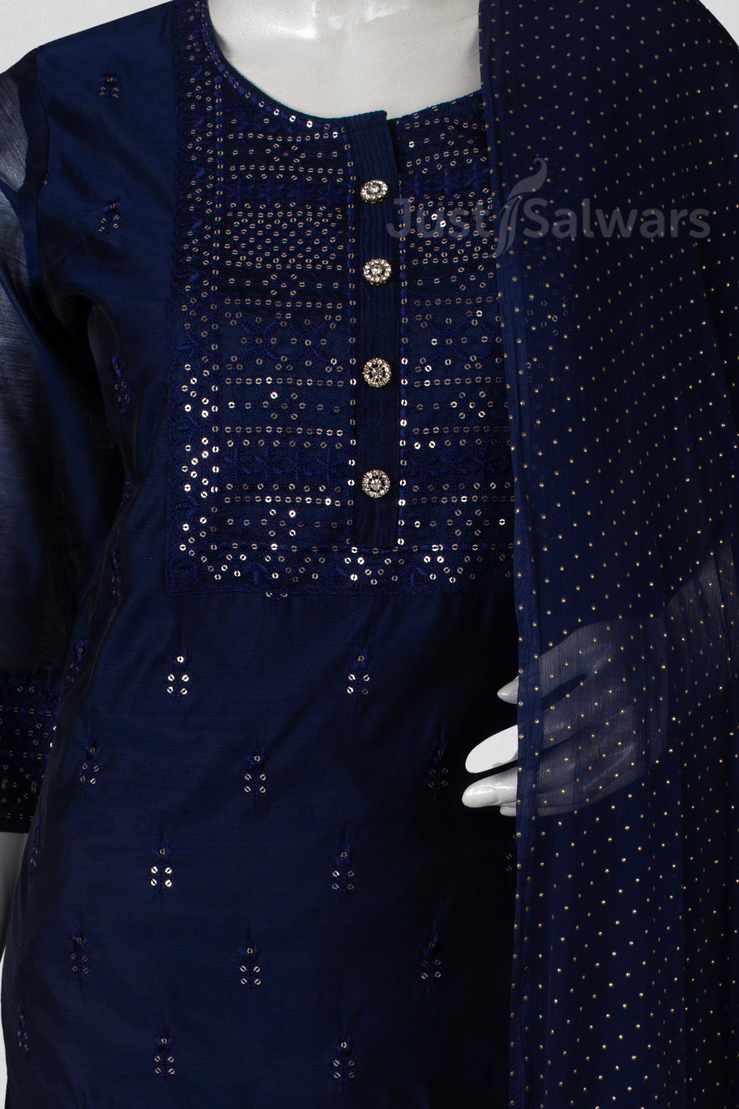 Navy Blue Colour Straight Cut Salwar Suit