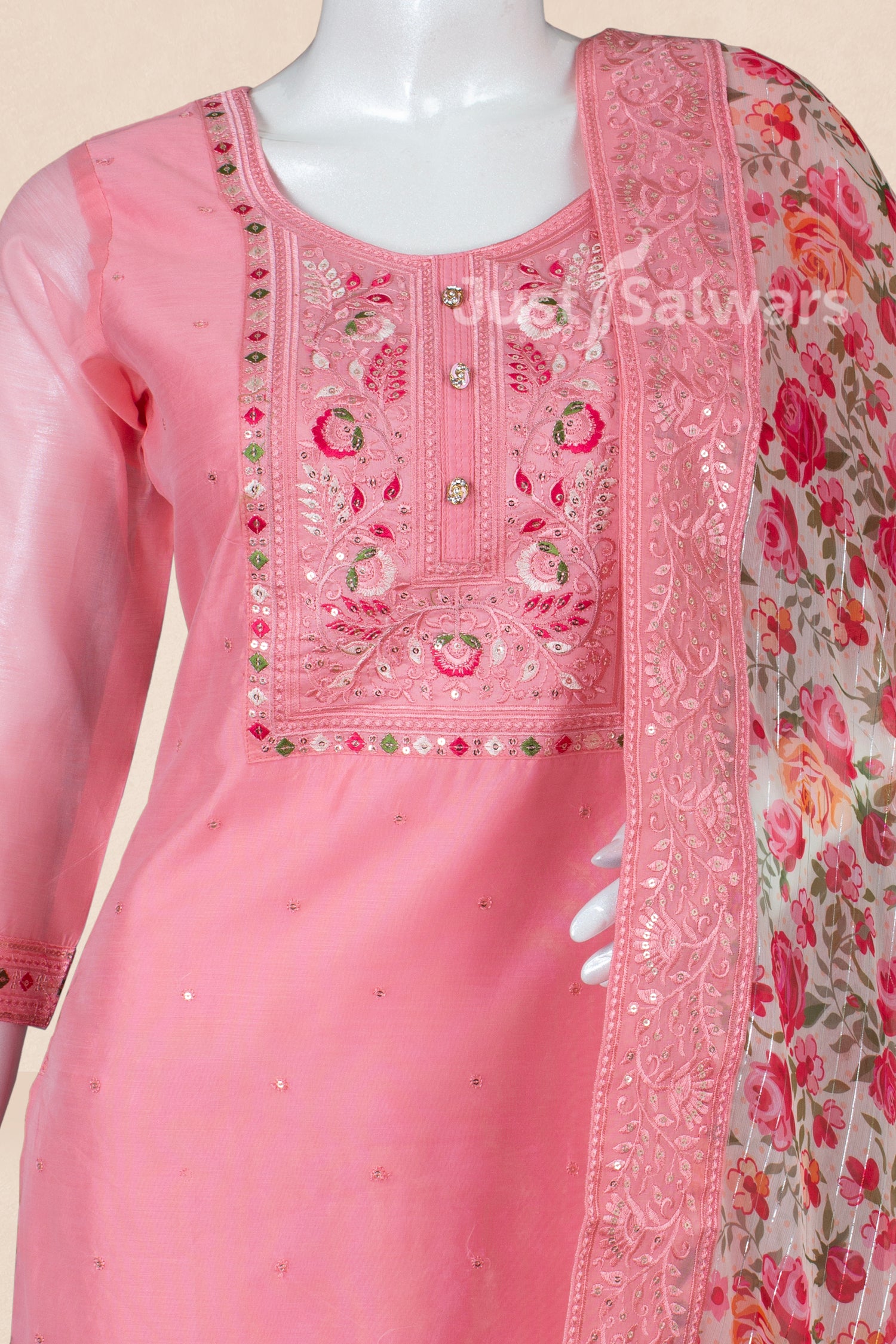 Pink Colour Straight Cut Salwar Suit