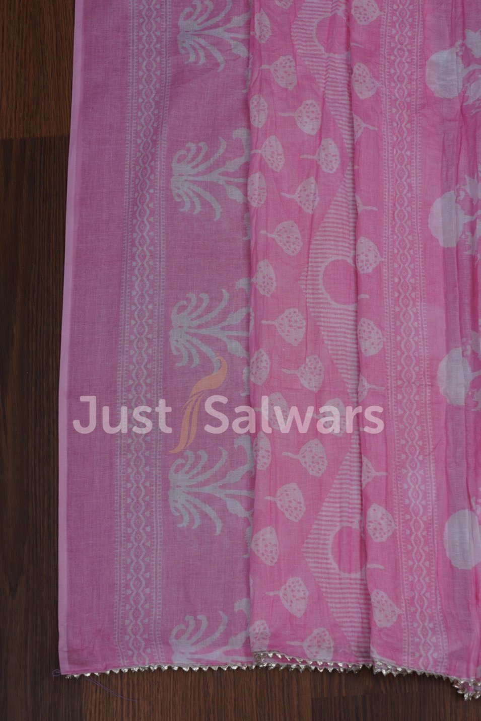 Baby Pink And White Color Cotton Material - Dress Material - Just Salwars