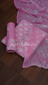 Baby Pink And White Color Cotton Material - Dress Material - Just Salwars