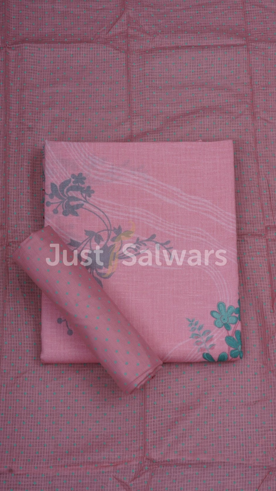 Baby Pink Color Cotton Dress Material - Dress Material - Just Salwars