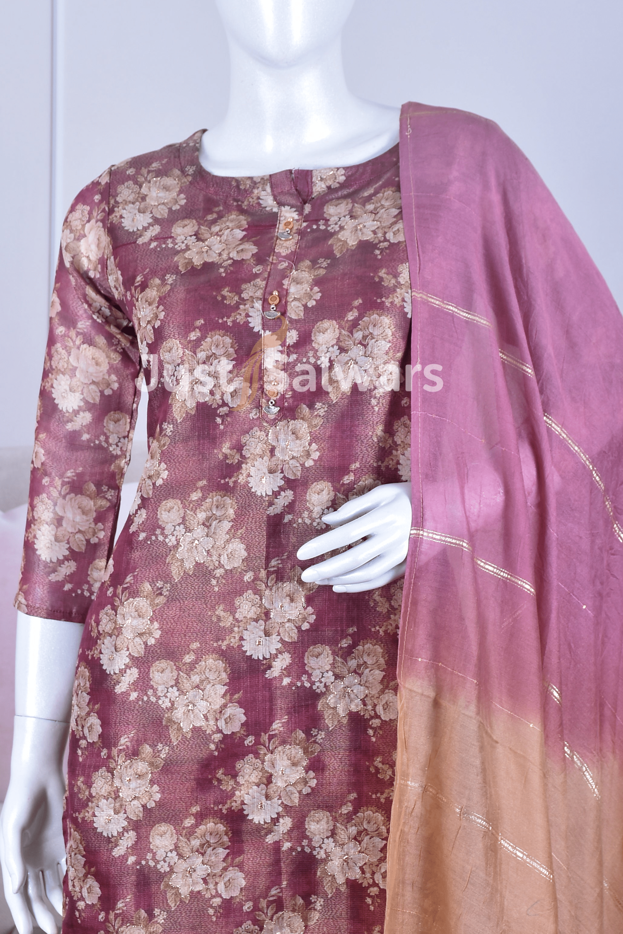 Beige Brown Color Tissue Suit Set - Salwar Suit - Just Salwars