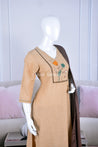 Beige Color Cotton Suit Set - Salwar Suit - Just Salwars