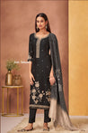 Black Color Muslin Suit Set - Salwar Suit - Just Salwars