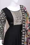 Black Colour Soft Silk Anarkali Suit Set - Anarkali - Just Salwars