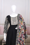 Black Colour Soft Silk Anarkali Suit Set - Anarkali - Just Salwars