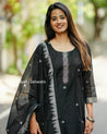 Black Silk Cotton Salwar Suit with Subtle Embellishments - Salwar Suit - Just Salwars