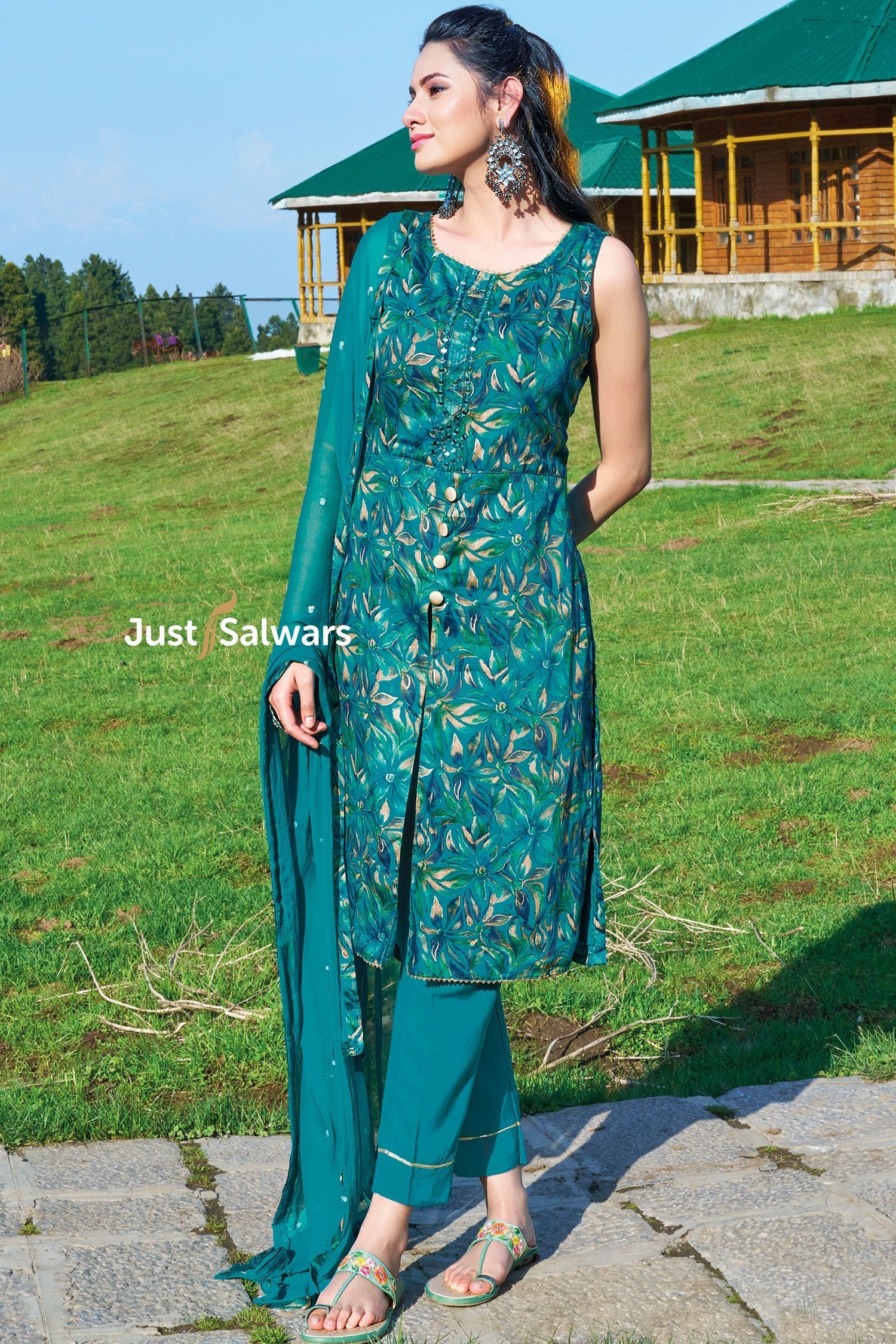 Blue Color Rayon Dress Material - Dress Material - Just Salwars