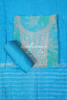 Blue Colour Cotton Unstitched Dress Material - Dress Material - Just Salwars