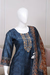 Blue Colour Silk Cotton Straight Cut Salwar Suit - Salwar Suit - Just Salwars