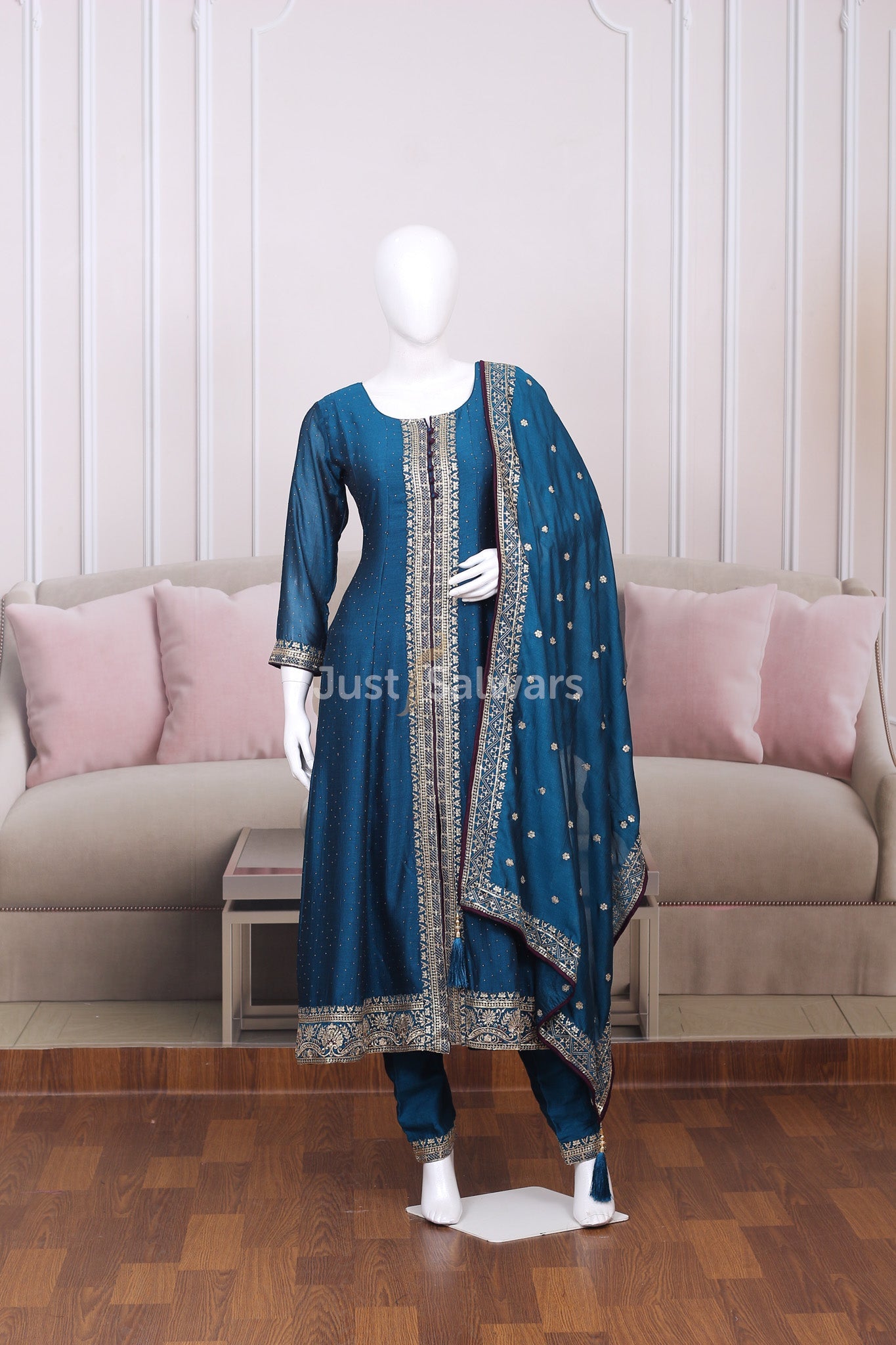 Blue Colour Soft Silk Anarkali - Anarkali - Just Salwars