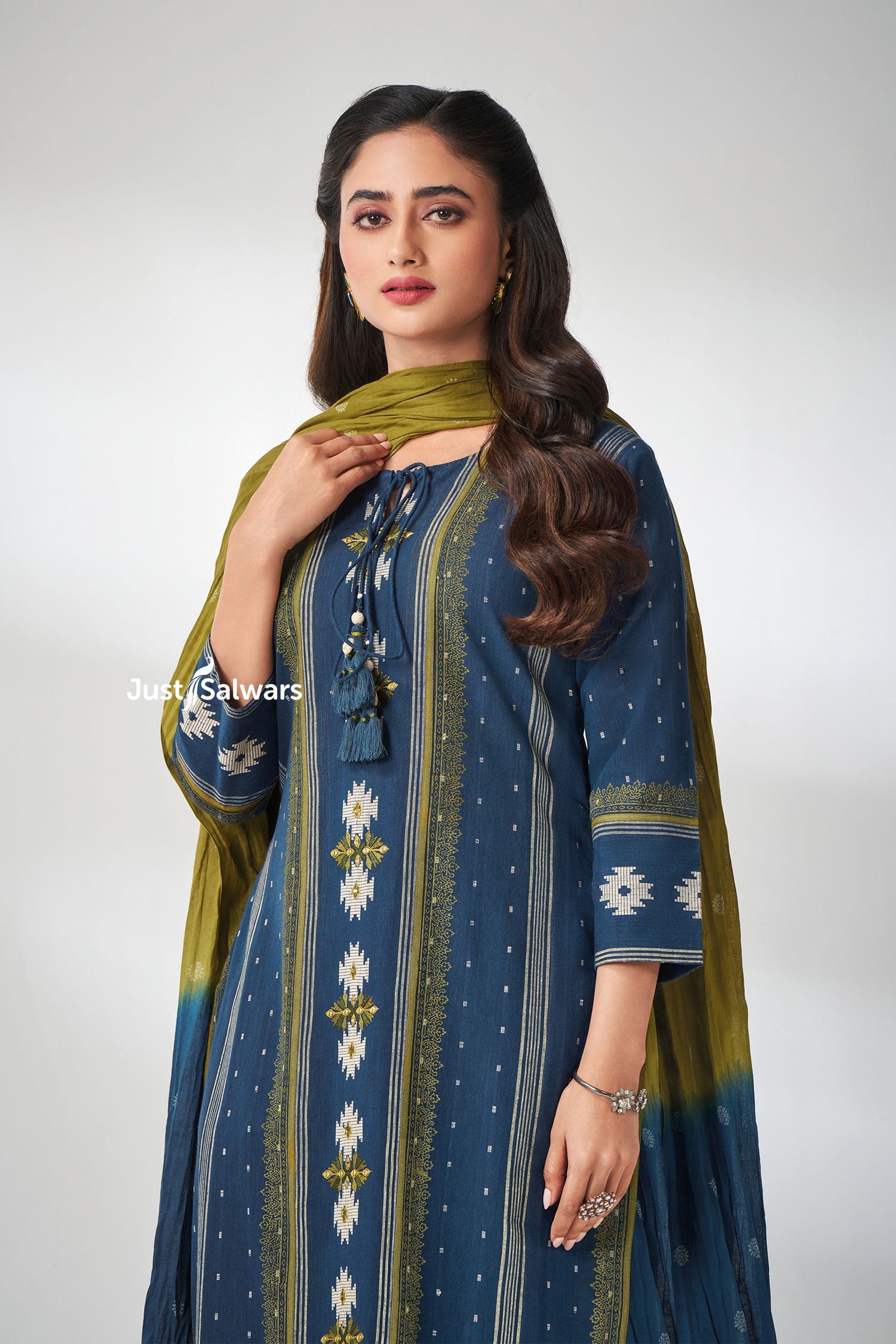 Blue Straight Salwar Suit Set - Salwar Suit - Just Salwars