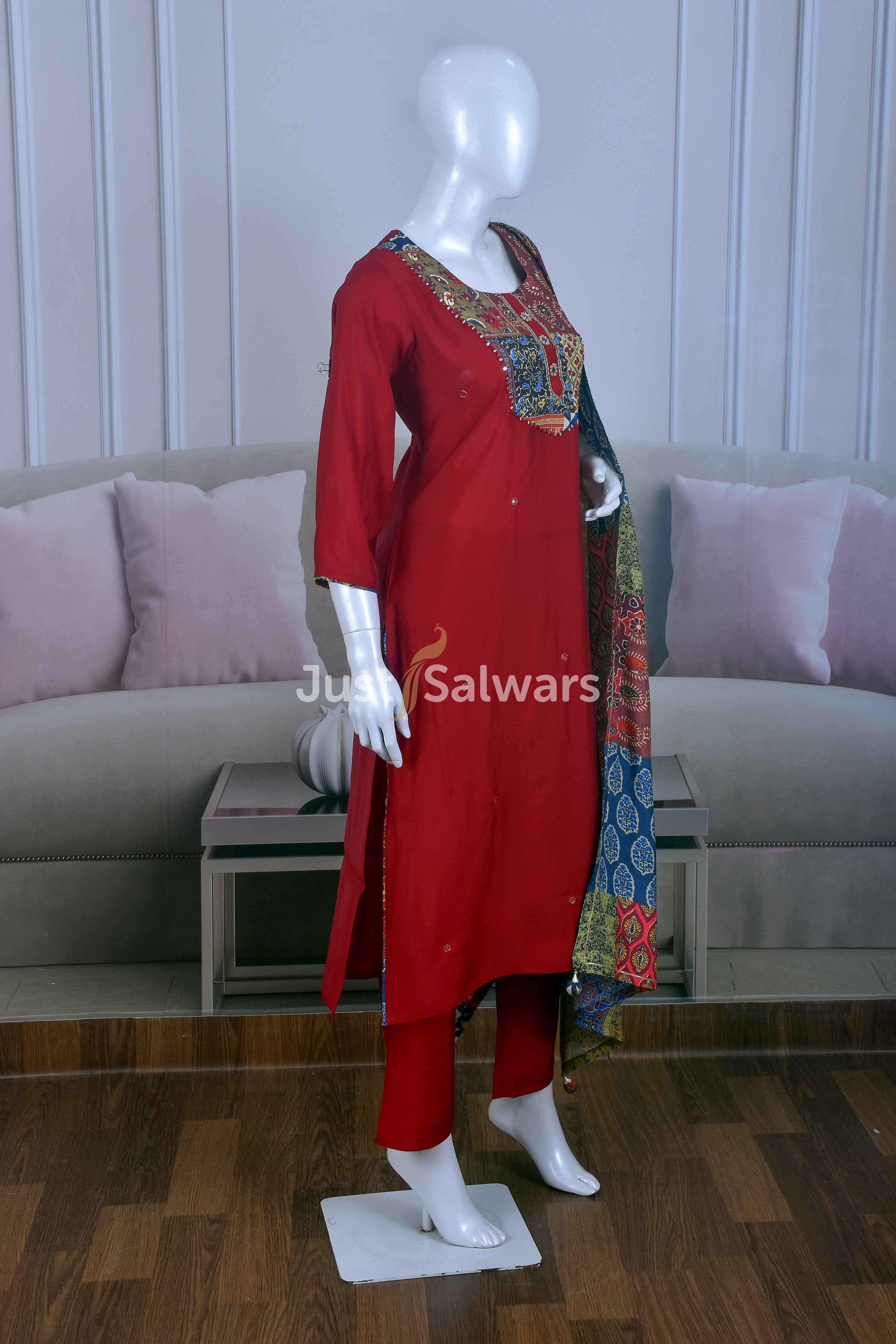 Classic Maroon Color Muslin Suit Set - Salwar Suit - Just Salwars