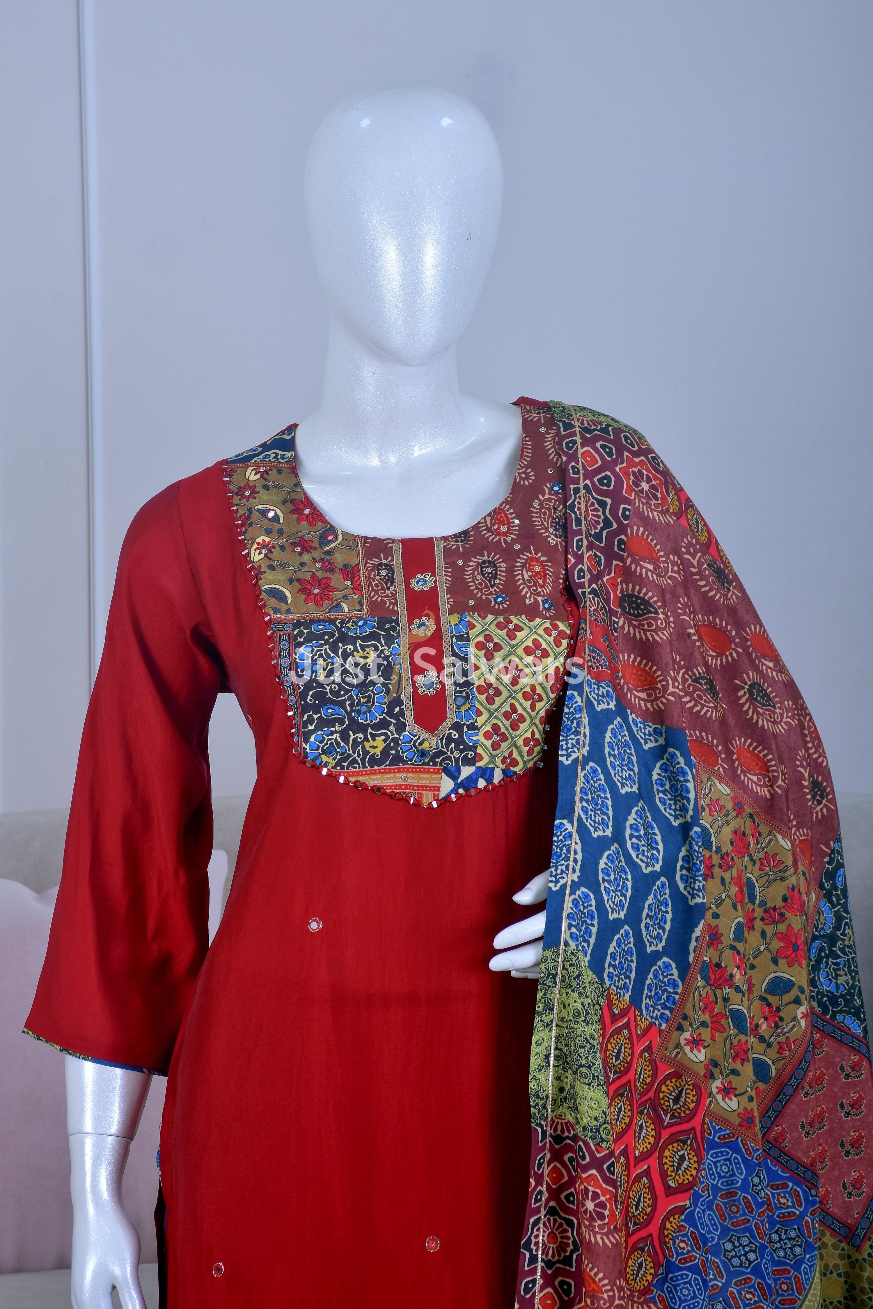 Classic Maroon Color Muslin Suit Set - Salwar Suit - Just Salwars