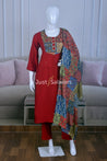 Classic Maroon Color Muslin Suit Set - Salwar Suit - Just Salwars