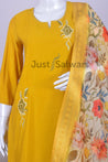 Cotton Kurta with Embroidery and Floral Printed Dupatta - Salwar Suit - Just Salwars