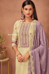 Cream Color Tussar Suit Set - Salwar Suit - Just Salwars