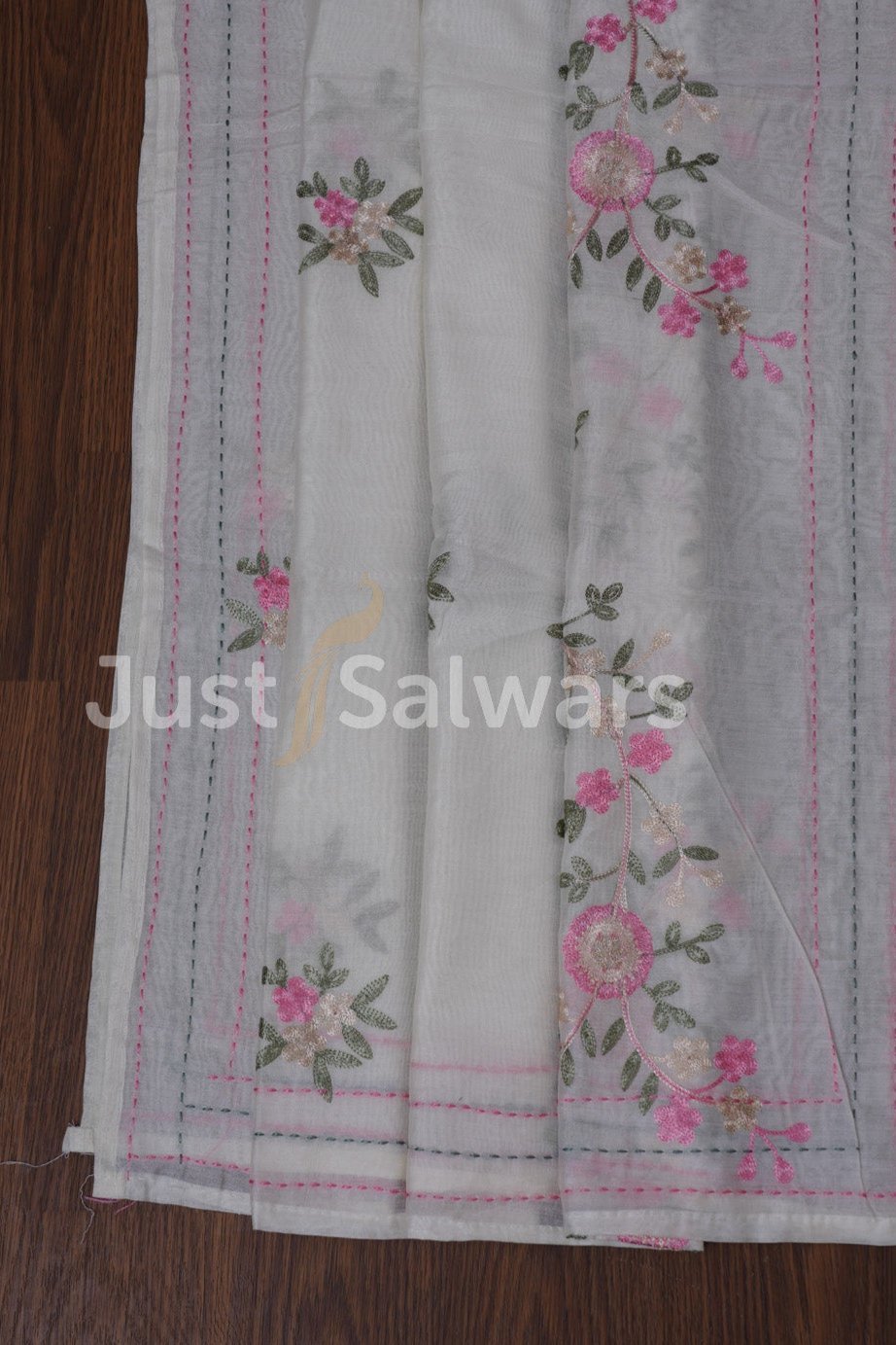 Cream Colour Cotton Unstitched Dress Material - Dress Material - Just Salwars