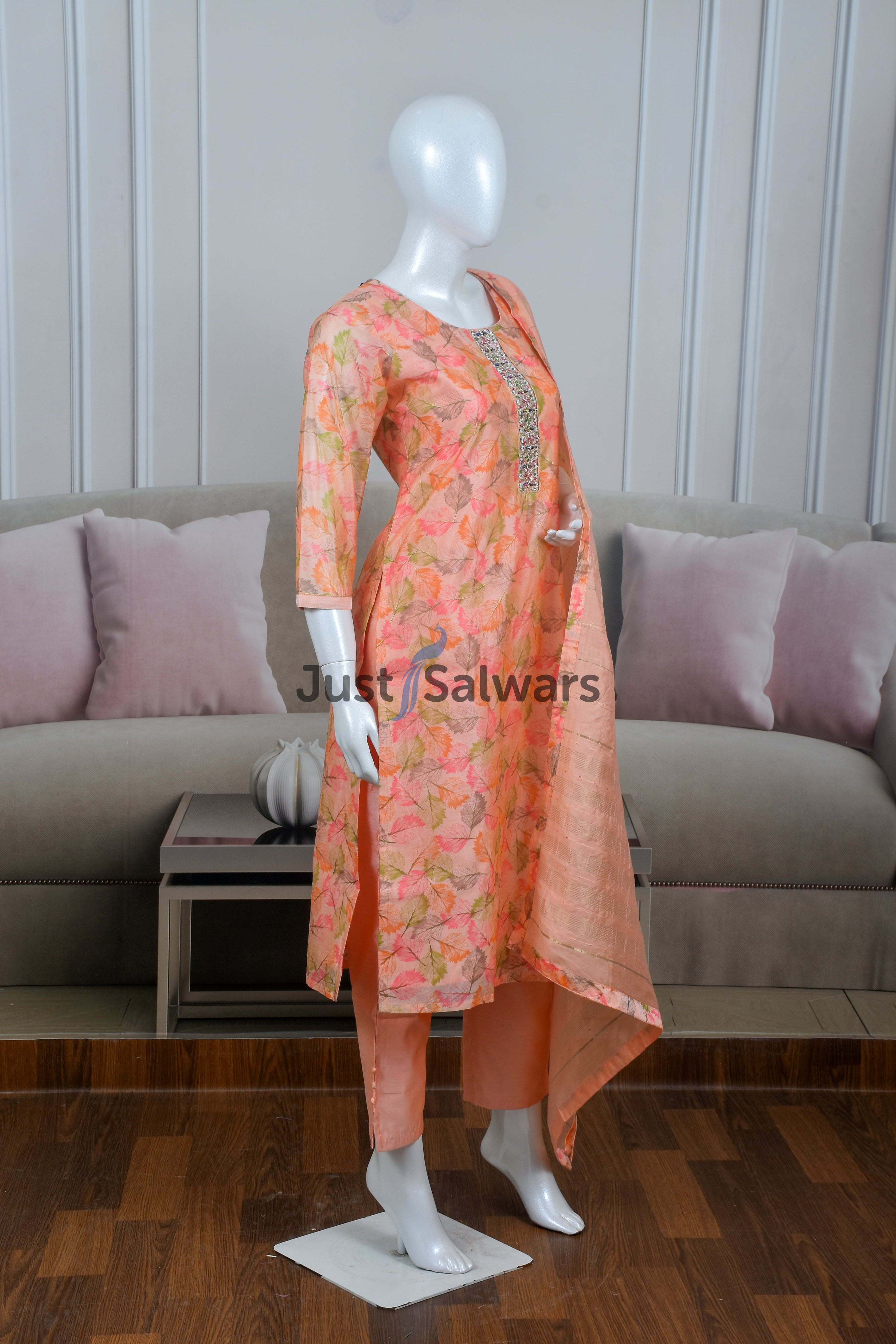 Delightful Peach Color Cotton Suit Set - Salwar Suit - Just Salwars