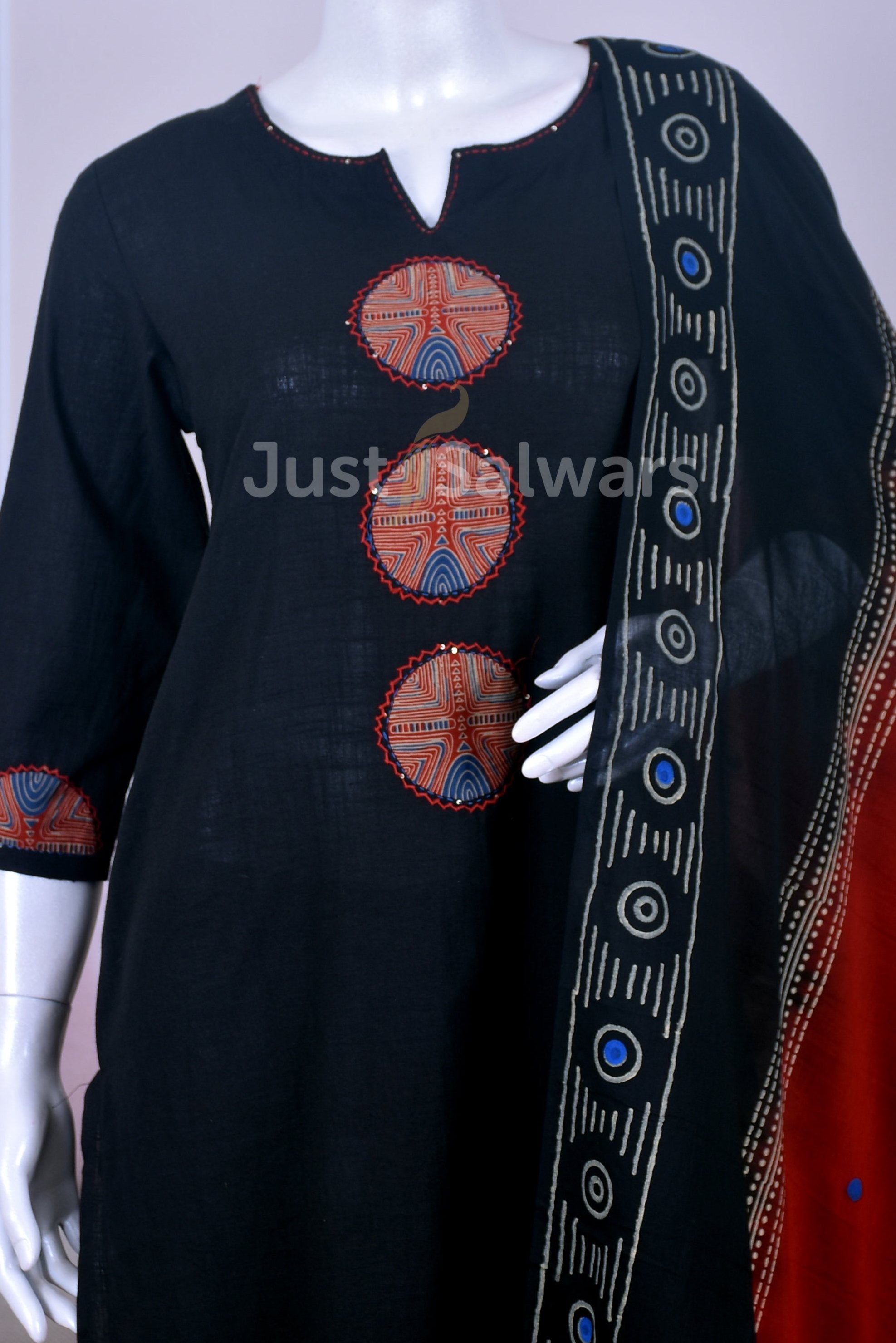 Elegant Black Cotton Suit Set - Salwar Suit - Just Salwars