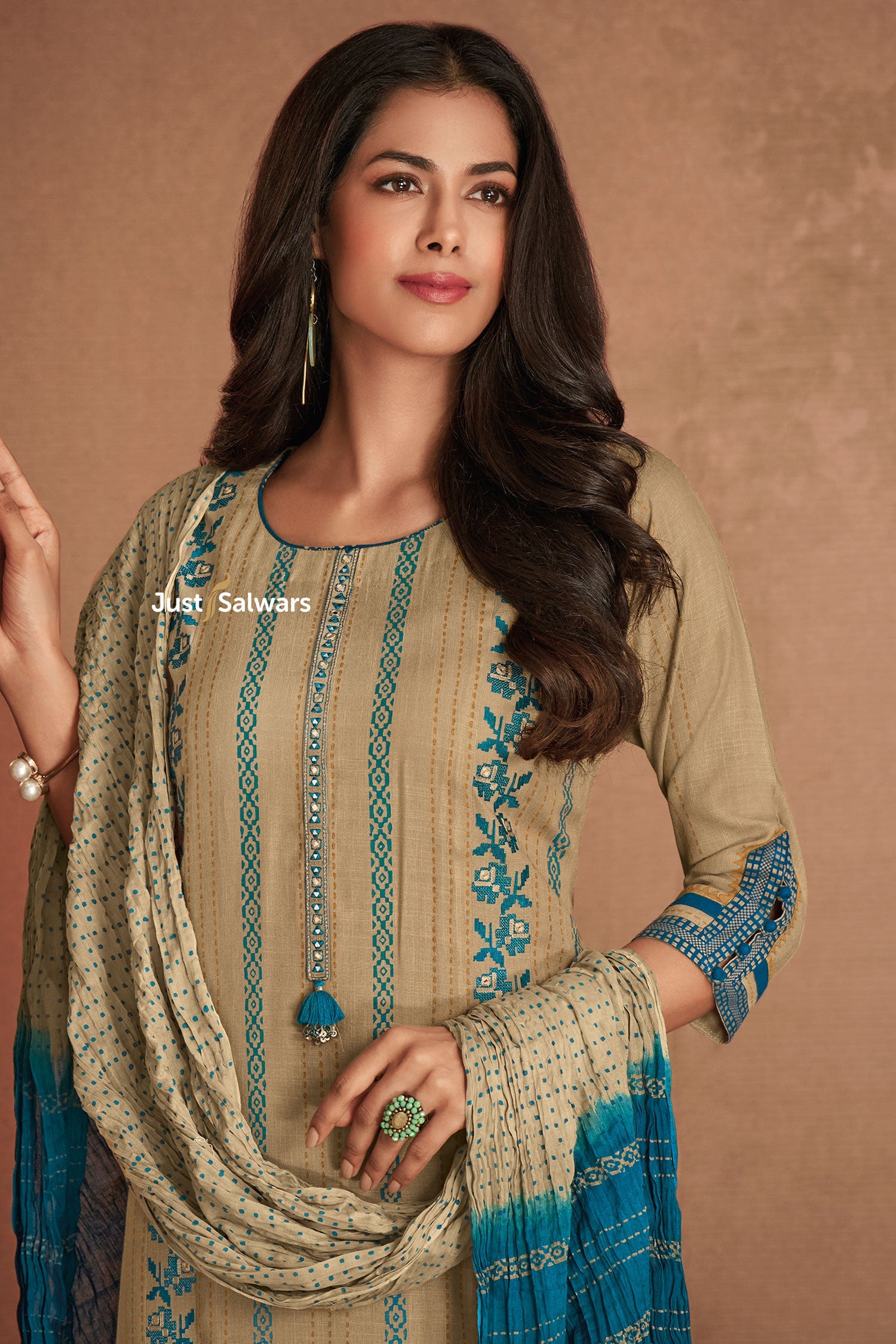 Elegant Cotton Embroidered Salwar Suit Set - Salwar Suit - Just Salwars