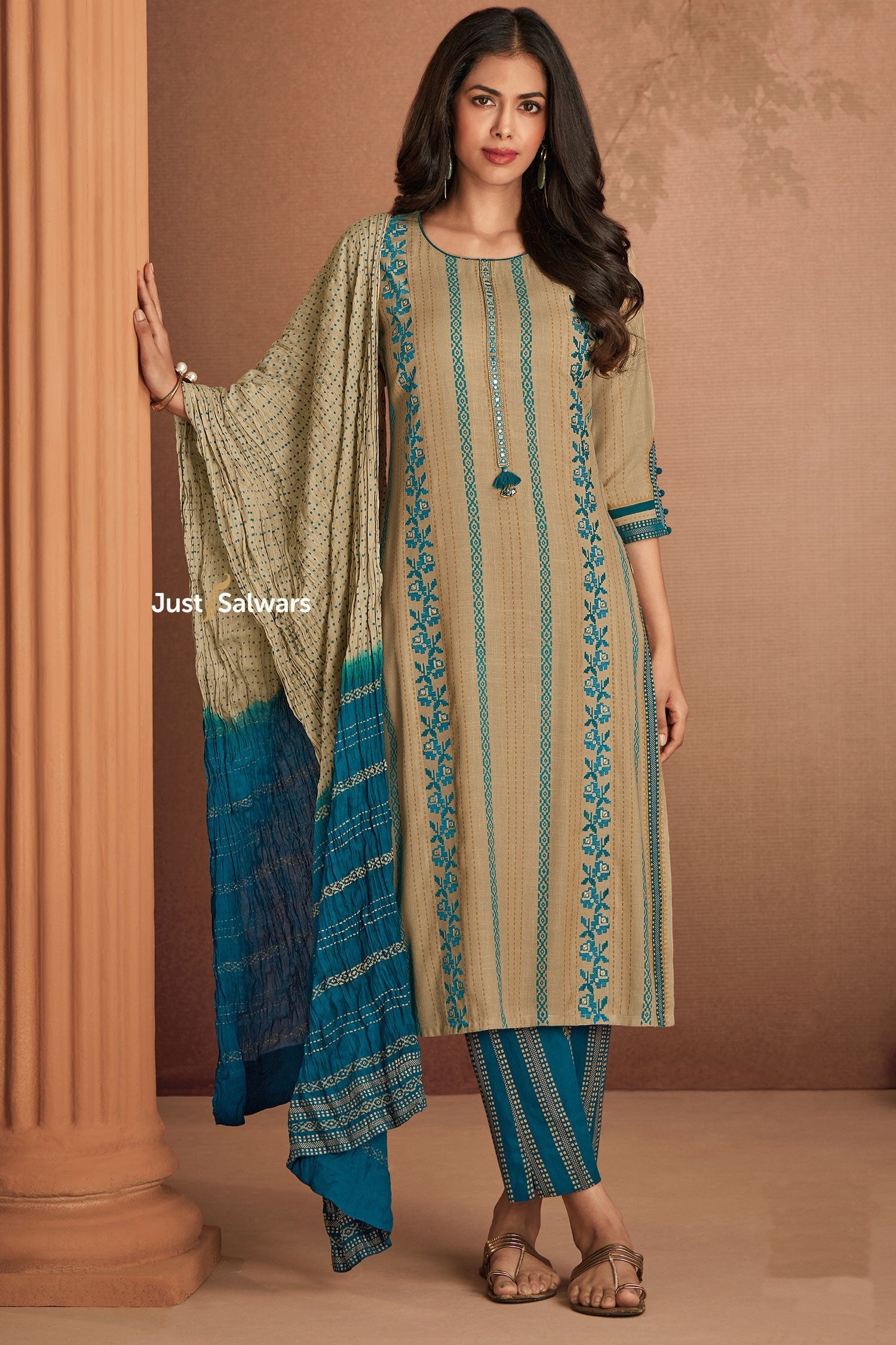 Elegant Cotton Embroidered Salwar Suit Set - Salwar Suit - Just Salwars