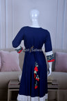 Elegant Navy Blue Cotton Kurti - Gown - Just Salwars