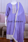 Elegant Purple Color Silk Cotton Suit Set - Salwar Suit - Just Salwars