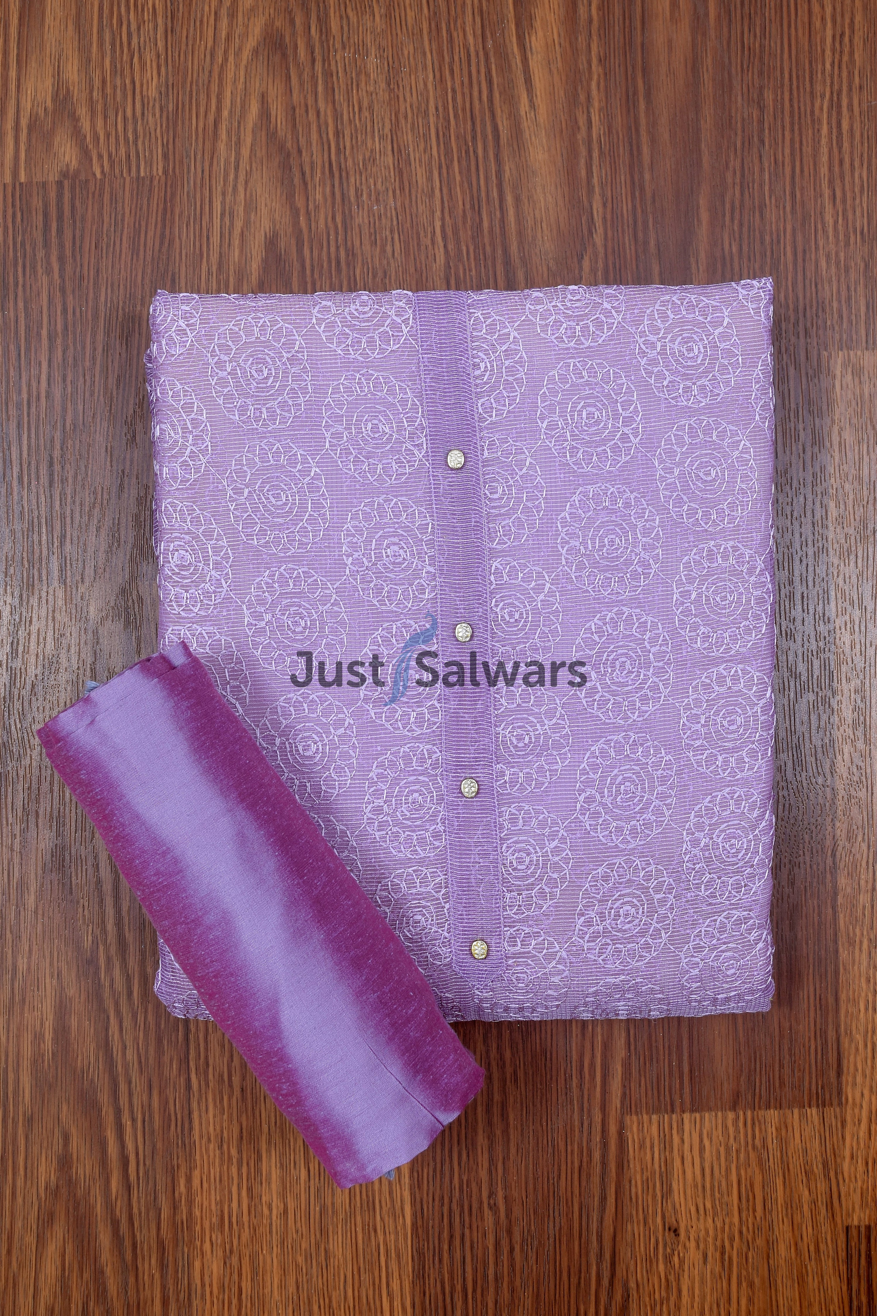 Elegant Purple Cotton Dress Material - Dress Material - Just Salwars