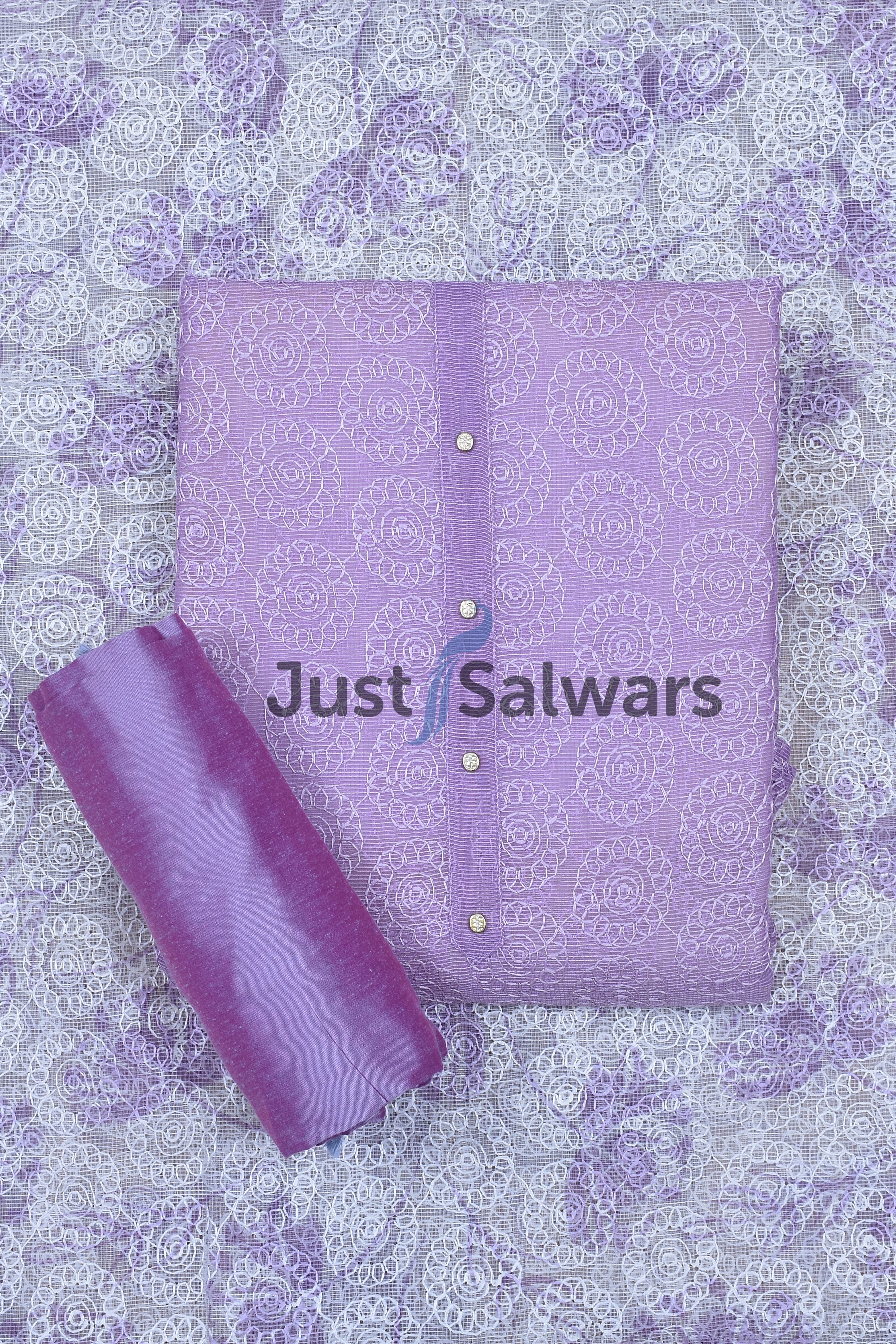 Elegant Purple Cotton Dress Material - Dress Material - Just Salwars