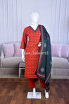 Elegant Red Color Cotton Suit Set - Salwar Suit - Just Salwars