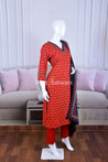 Elegant Red Color Cotton Suit Set - Salwar Suit - Just Salwars