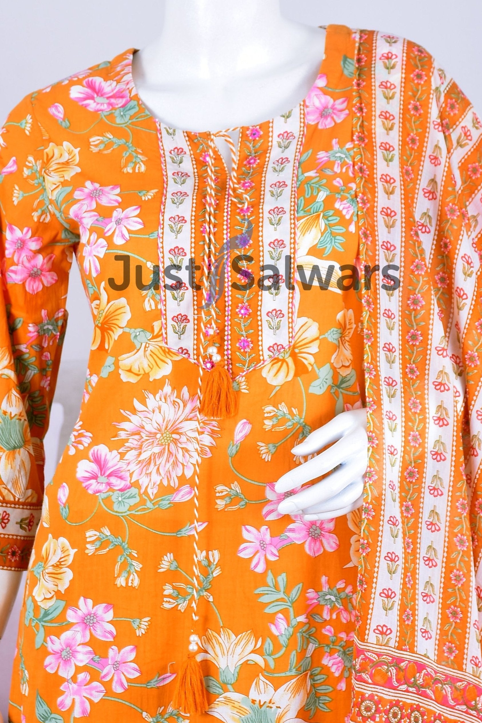 Floral Printed Cotton Suit Set - Salwar Suit - Just Salwars