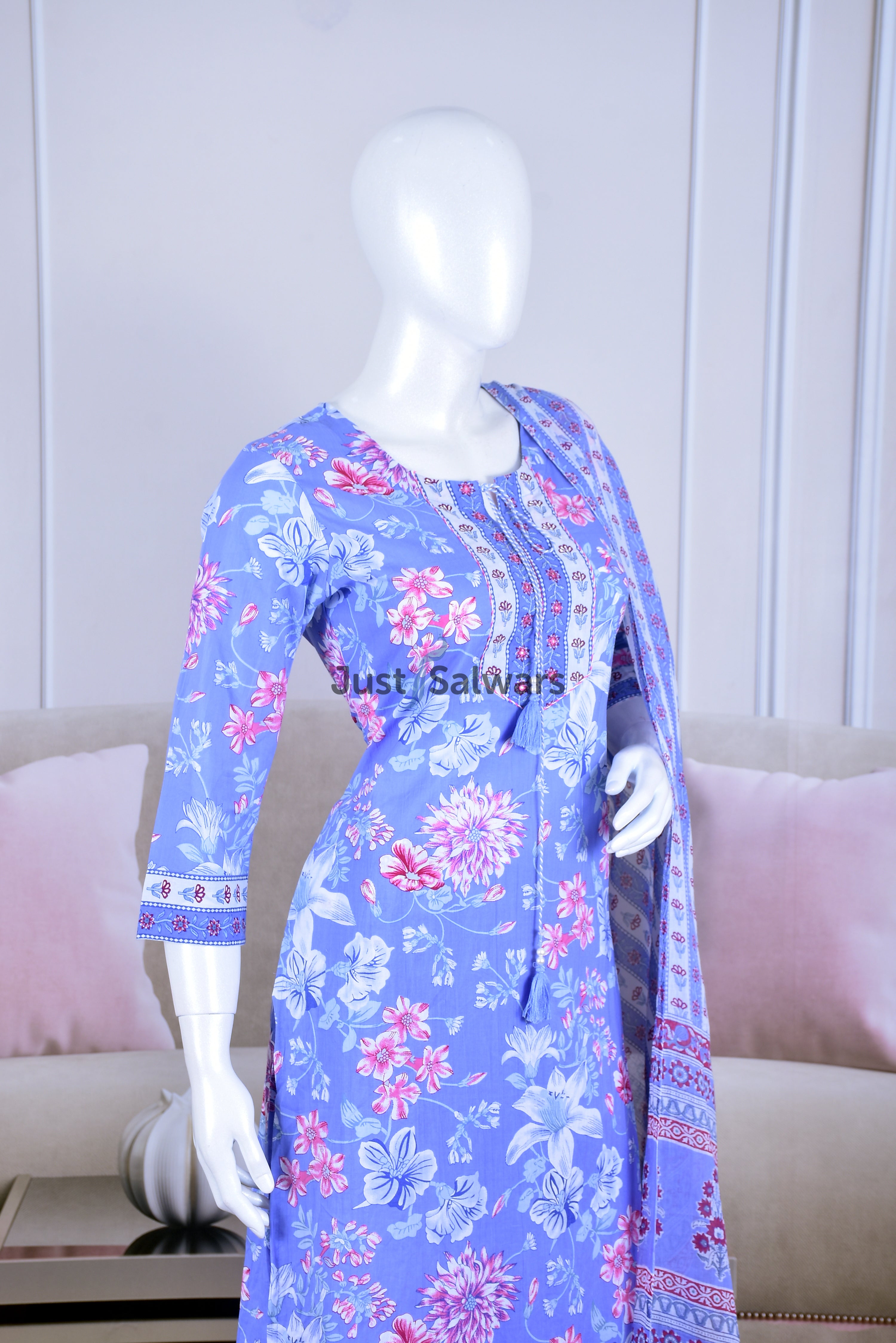 Floral Printed Cotton Suit Set - Salwar Suit - Just Salwars