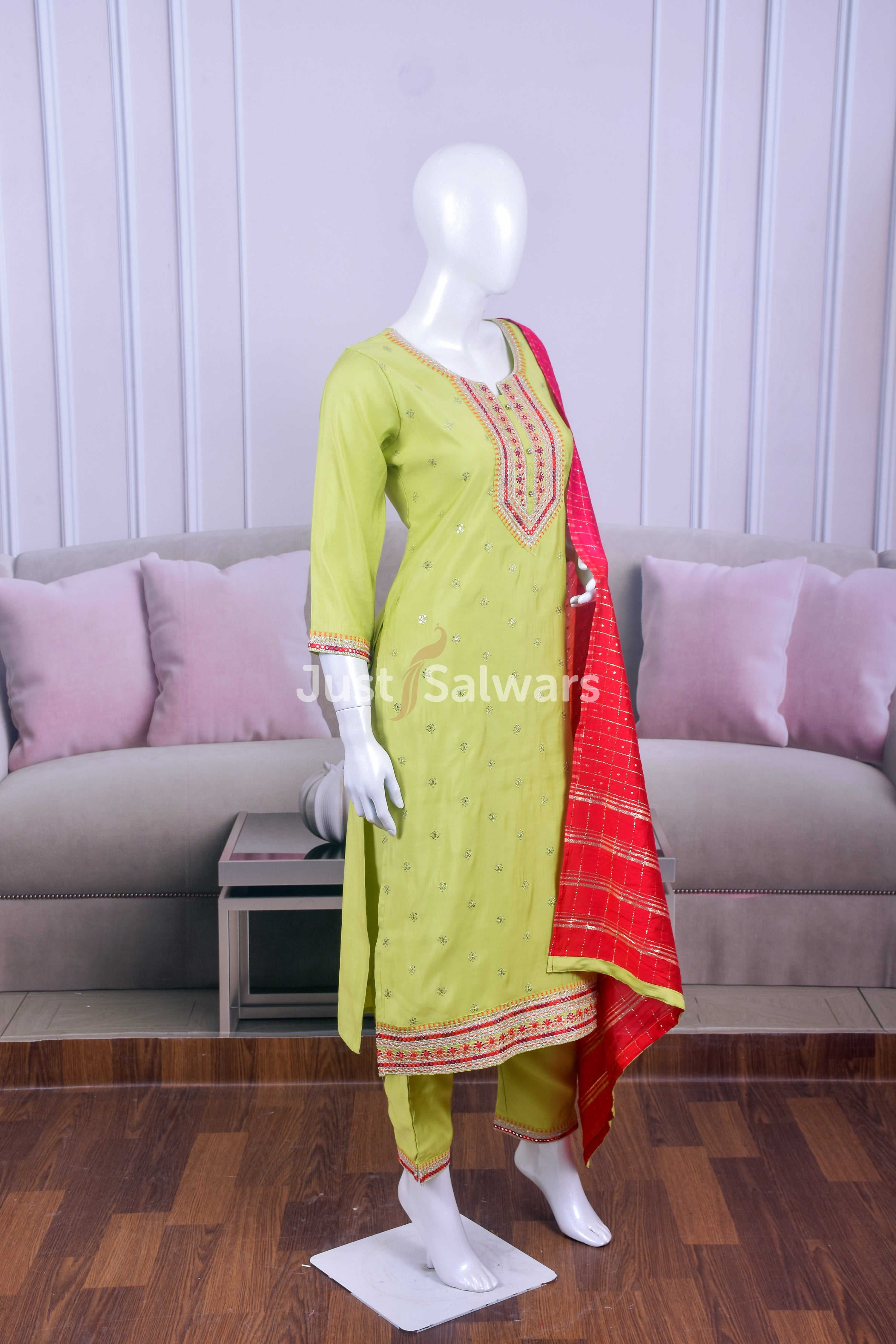 Graceful Green Color Suit Set - Salwar Suit - Just Salwars