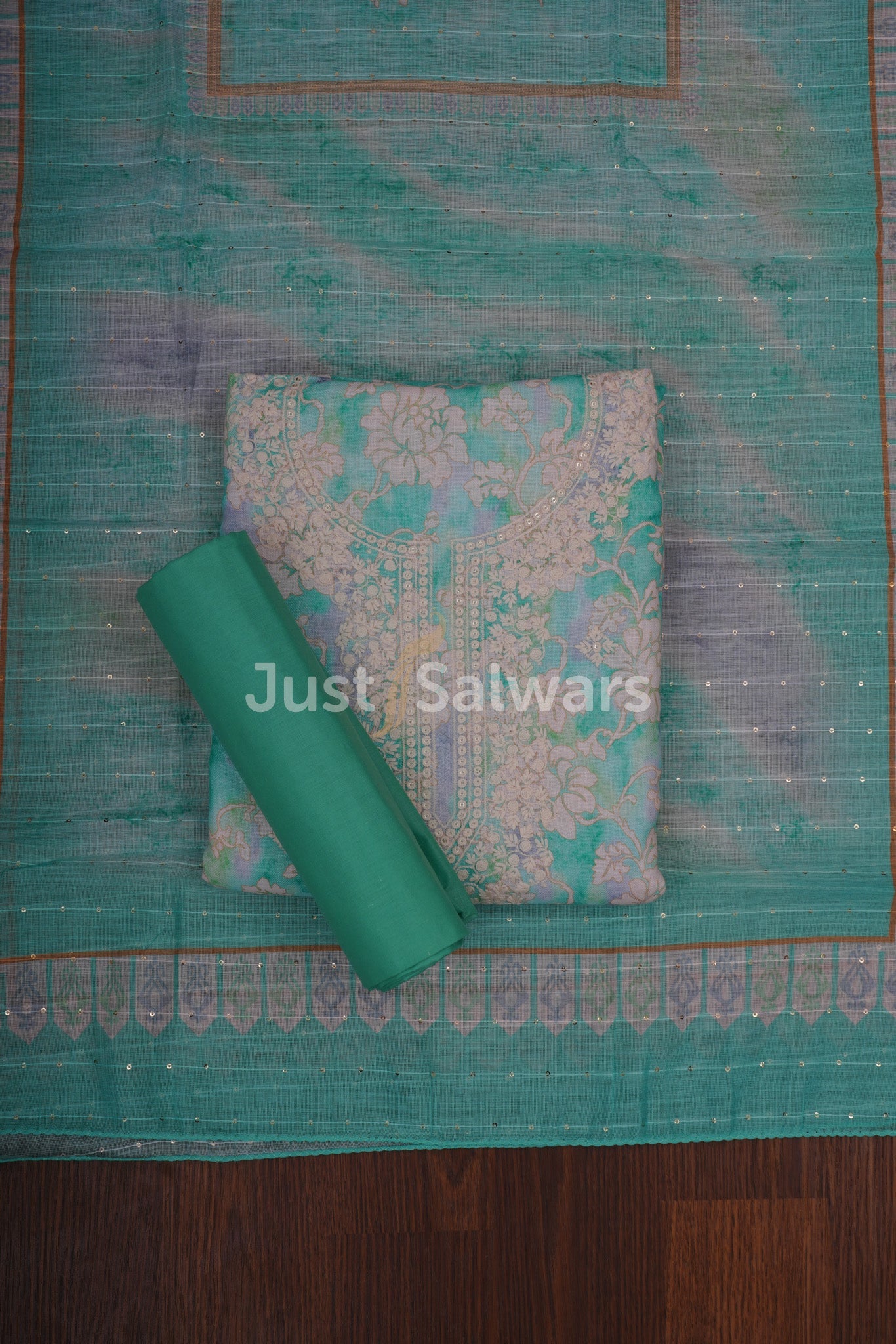 Green Colour Cotton Material - Dress Material - Just Salwars