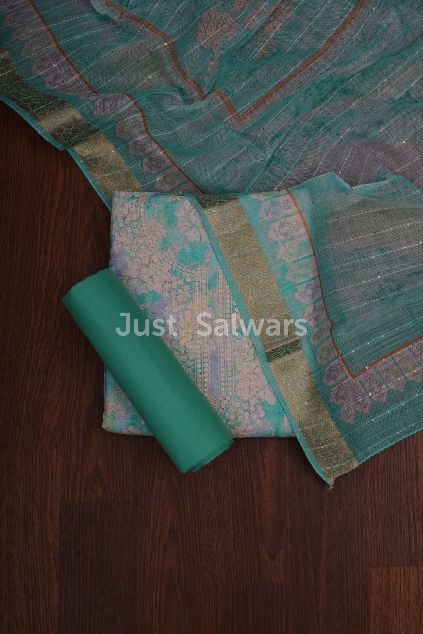 Green Colour Cotton Material - Dress Material - Just Salwars