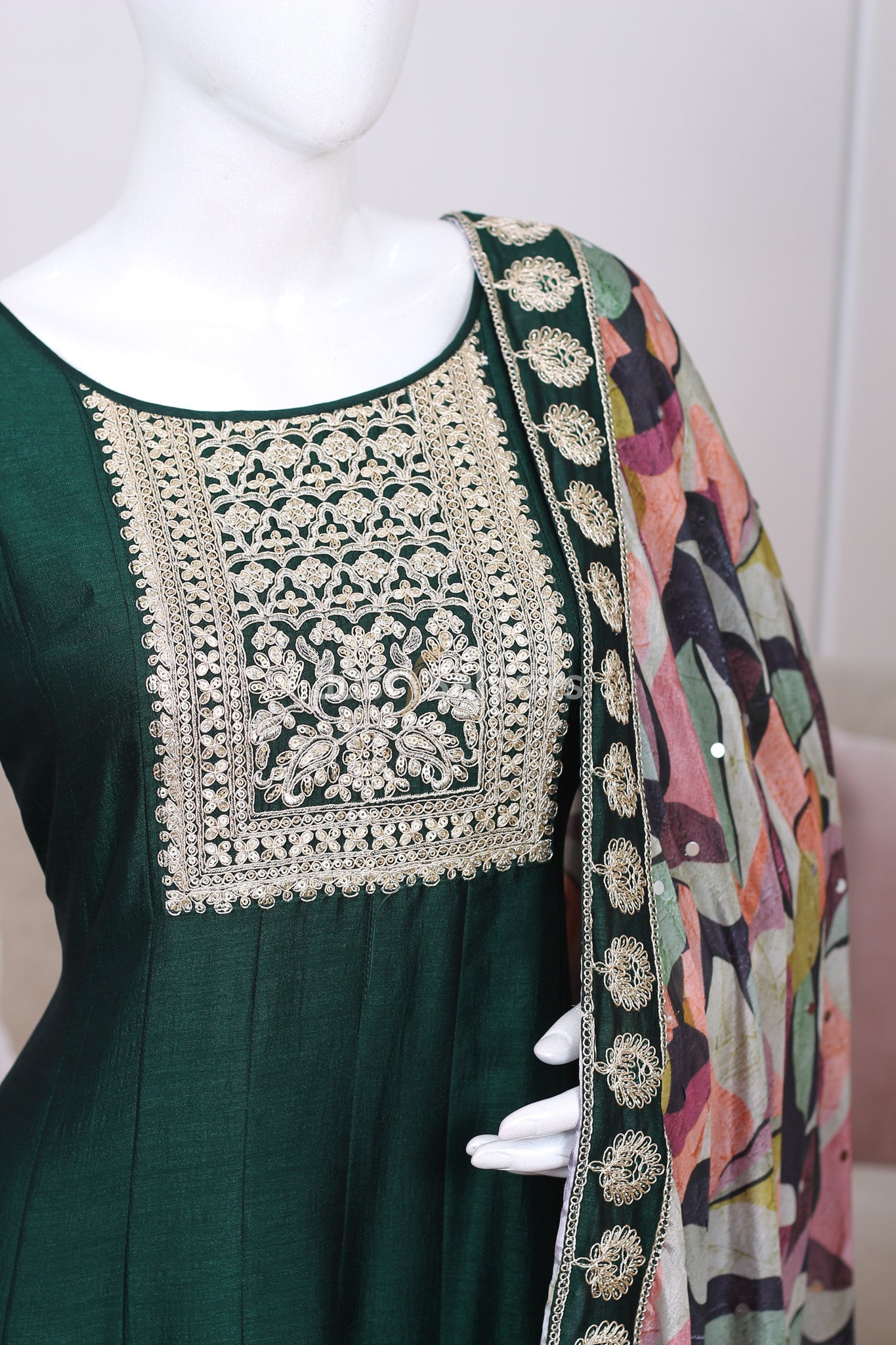 Green Colour Soft Silk Anarkali - Anarkali - Just Salwars