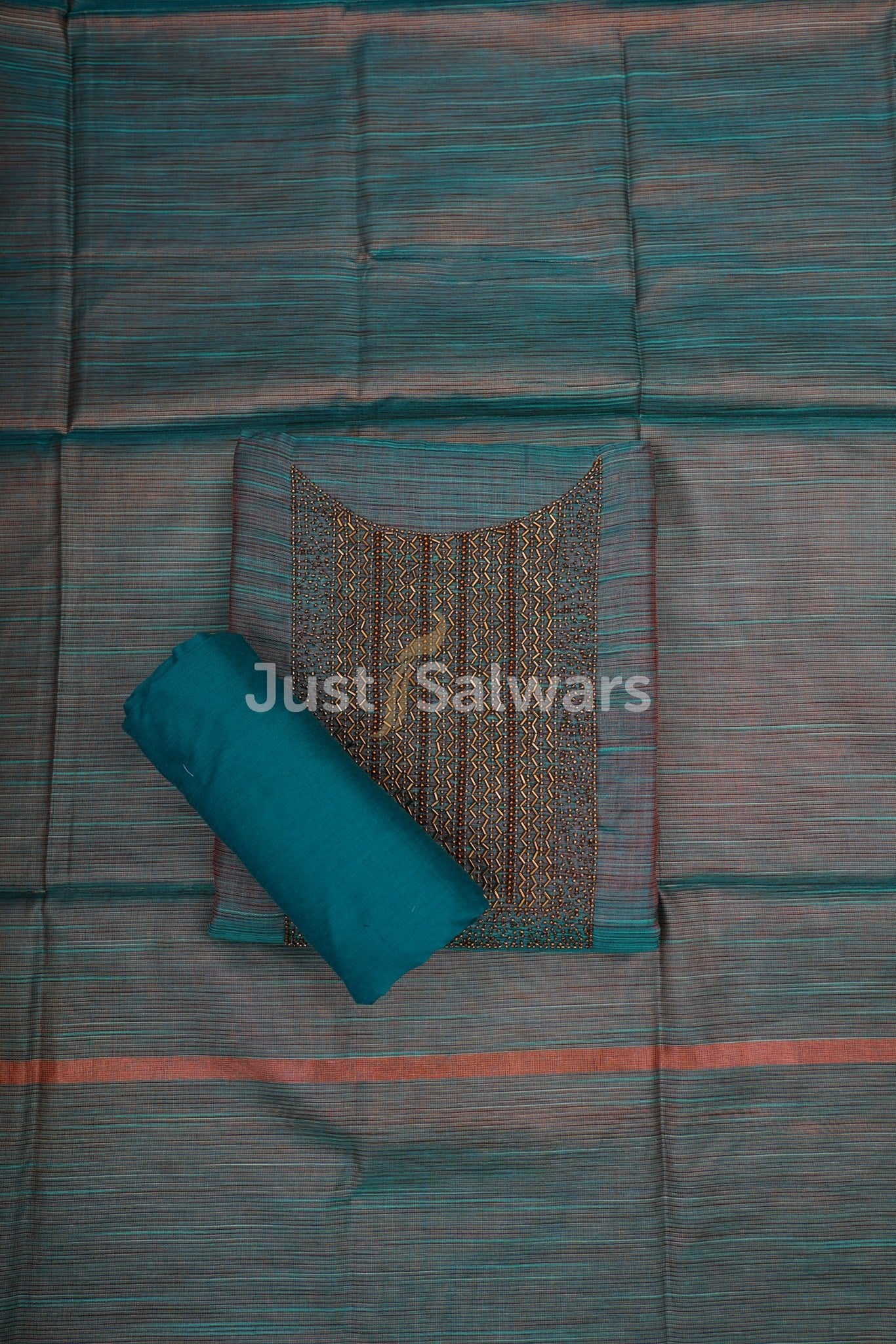 Green Colour Tissue Dress Material - Dress Material - Just Salwars