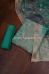 Green Colour Tissue Silk Dress Material - Dress Material - Just Salwars