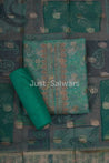 Green Colour Tissue Silk Dress Material - Dress Material - Just Salwars