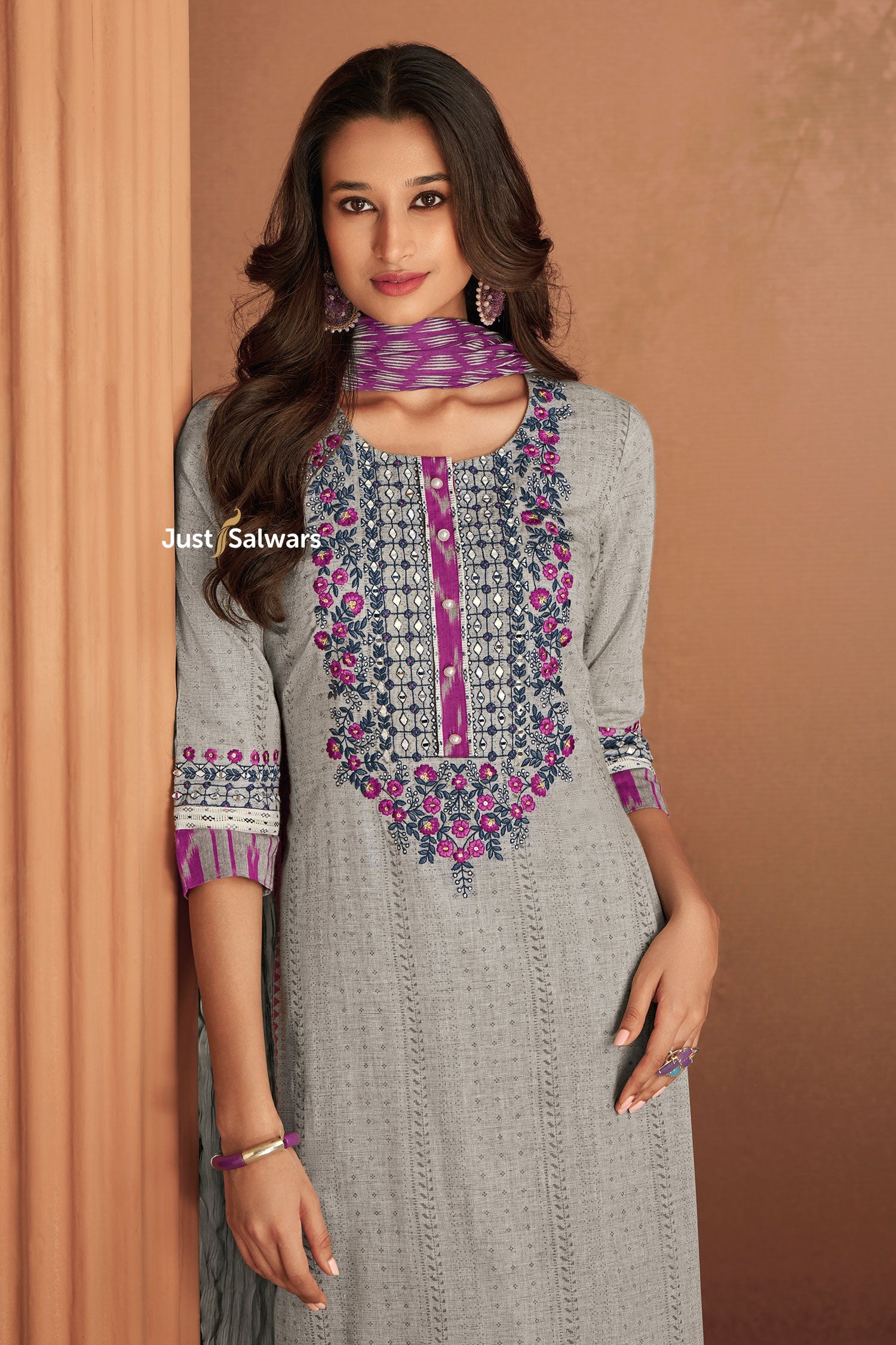 Grey Color Readymade Suit - Salwar Suit - Just Salwars