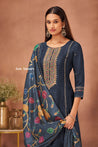 Indigo Blue Colour Tussar Silk Suit Set - Salwar Suit - Just Salwars