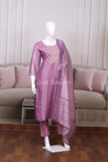 Lavender Colour Silk Cotton Straight Cut Salwar Suit - Salwar Suit - Just Salwars