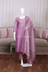 Lavender Colour Silk Cotton Straight Cut Salwar Suit - Salwar Suit - Just Salwars