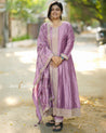 Lilac Embroidered Vichitra Silk Anarkali Suit - Gown - Just Salwars