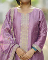 Lilac Embroidered Vichitra Silk Anarkali Suit - Gown - Just Salwars
