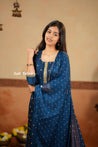 Navy Blue Vichithra Silk Suit Set with Zari Detailing - Salwar Suit - Just Salwars
