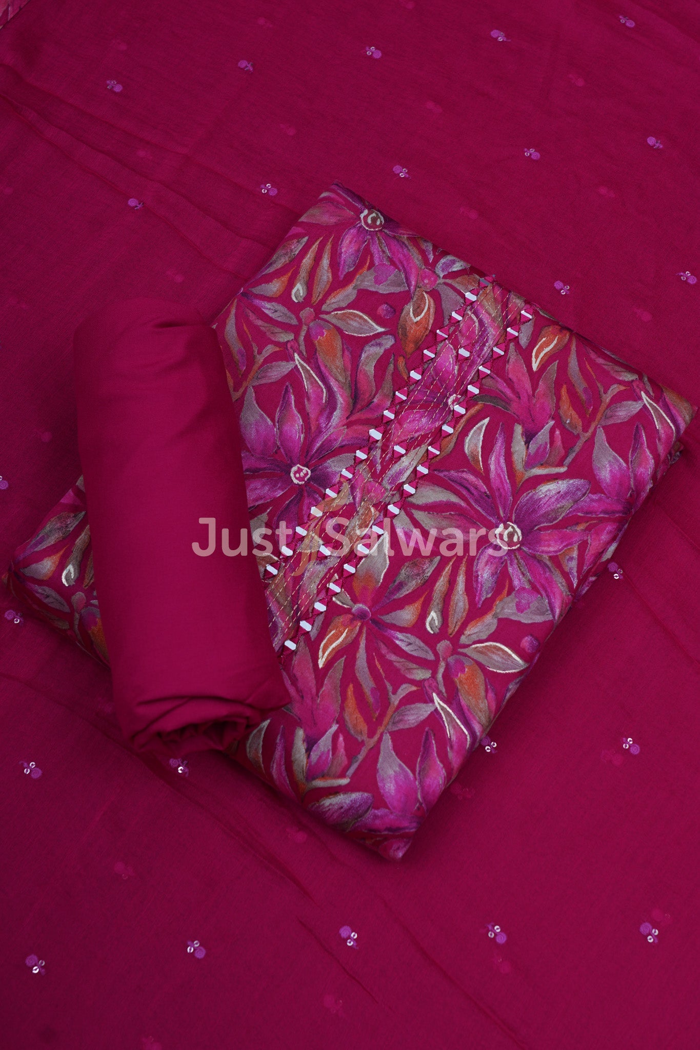 Pink Color Cotton Dress Material - Dress Material - Just Salwars